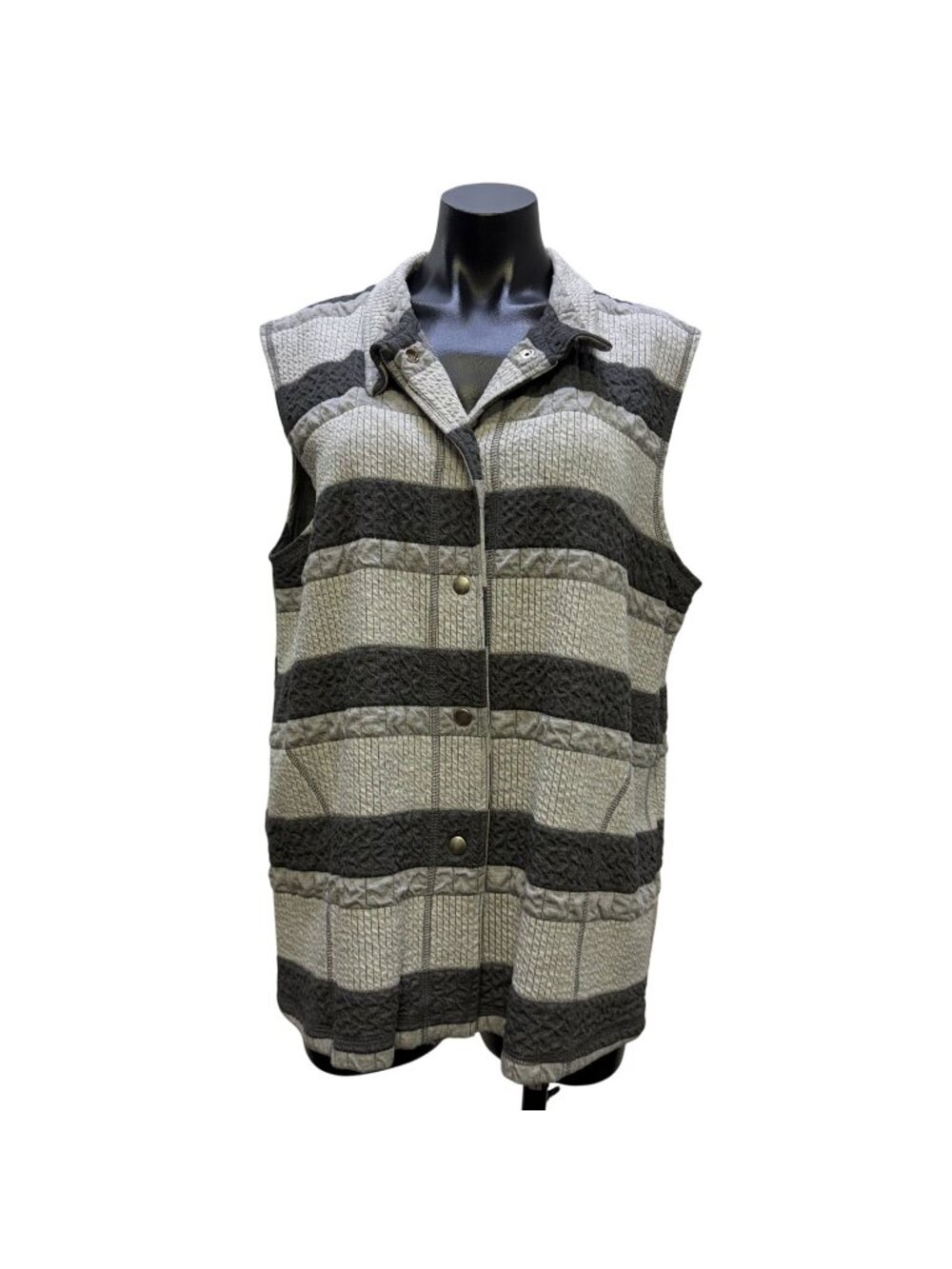 NWT Eleven Stitch Design Gray Striped Vest M